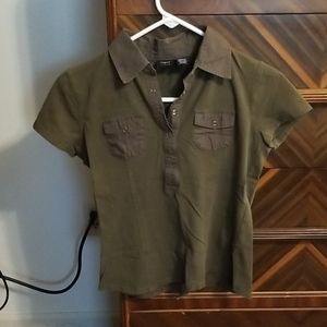 Short sleeve, button down to a vneck